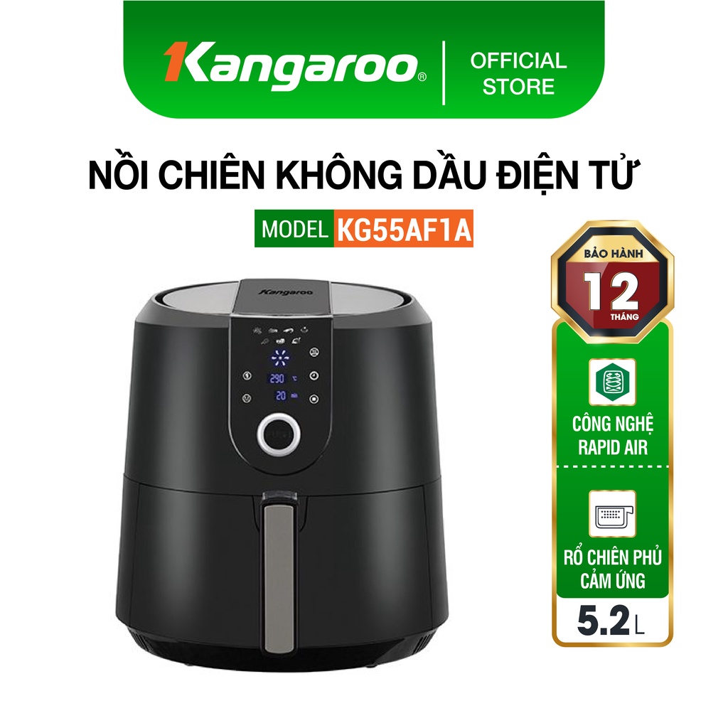 [Mã ELHADEV giảm 4% đơn 300K] Nồi chiên không dầu điện tử 5.2L Kangaroo KG55AF1A