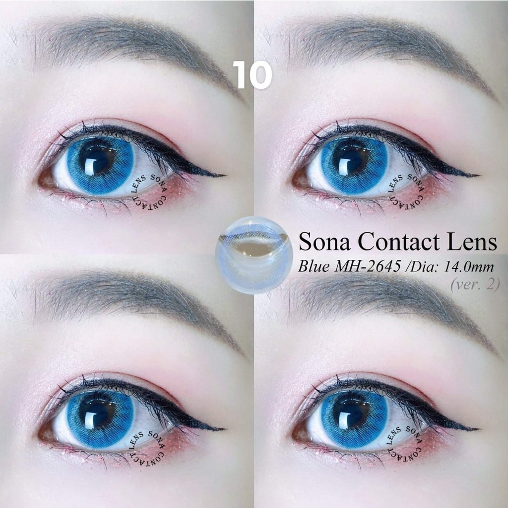 [Tặng khay đựng] Kính áp tròng 0 độ Sona Lens Blue (Xanh) Hàn Quốc 3 tháng 12 mẫu