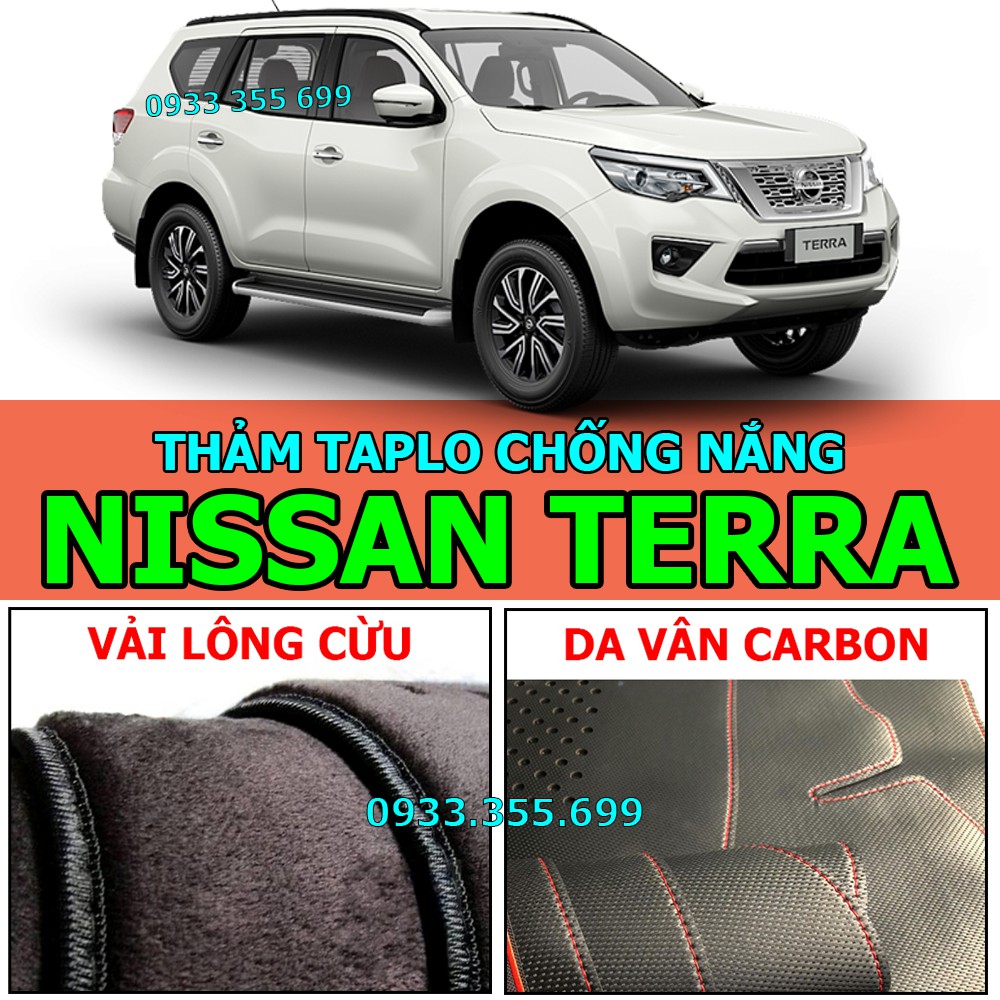 Thảm Taplo NISSAN TERRA bằng Nhung lông Cừu hoặc Da vân Carbon, Da vân Gỗ 2018 2019 2020 2021 2022