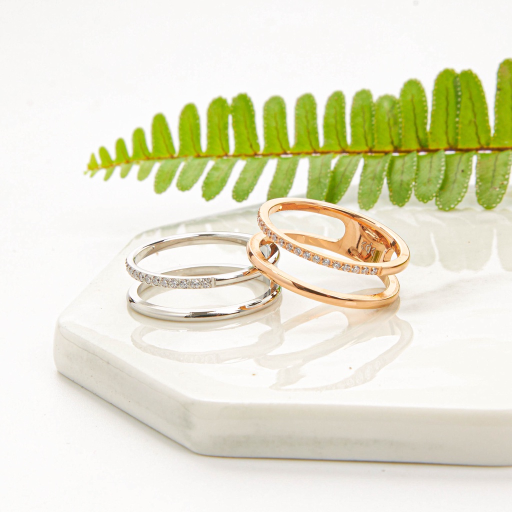 Nhẫn CDE Elsa Crystal Dual Rose Gold Ring CDE8027