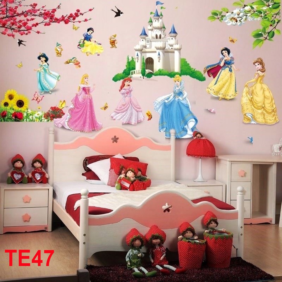 TRANH DECAL DÁN TƯỜNG CÔNG CHÚA CHO BÉ GÁI - Decal dán tường ngộ nghĩnh