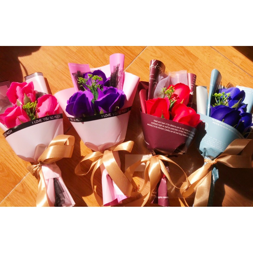 Bó hoa hồng 3 bông sáp thơm - hương thơm nhẹ nhàng - không bao giờ tàn .