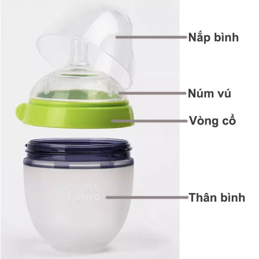 Nắp - Cổ - Thân bình sữa C0MOT0MO Mỹ 150ml/250ml