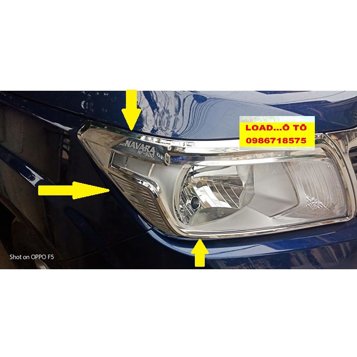 Ốp Viền Đèn Pha, Hậu Xe Nissan Navara 2022-2016 Nhựa ABS Mạ Crom Sáng Bóng Cao Cấp