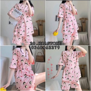 Bộ mặc nhà pyjama maruko quả dâu cute - yukata đùi maruko hồng siêu hot