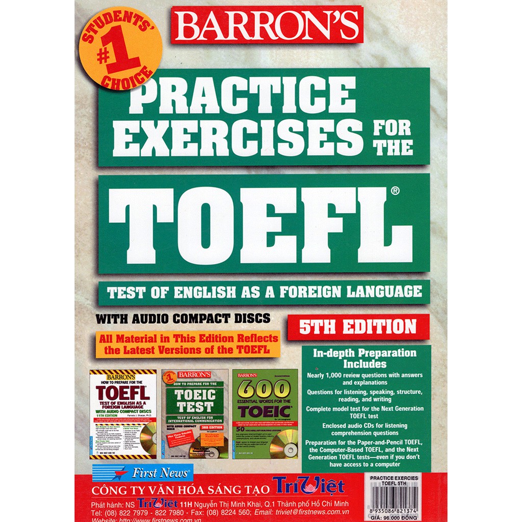 Sách - Barron's Practice Exercises For The Toefl 5th