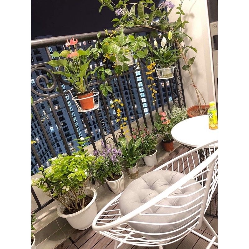 Ghế nón sắt - ghế cafe - ghế ban công kèm đệm có 2 màu đen và trắng