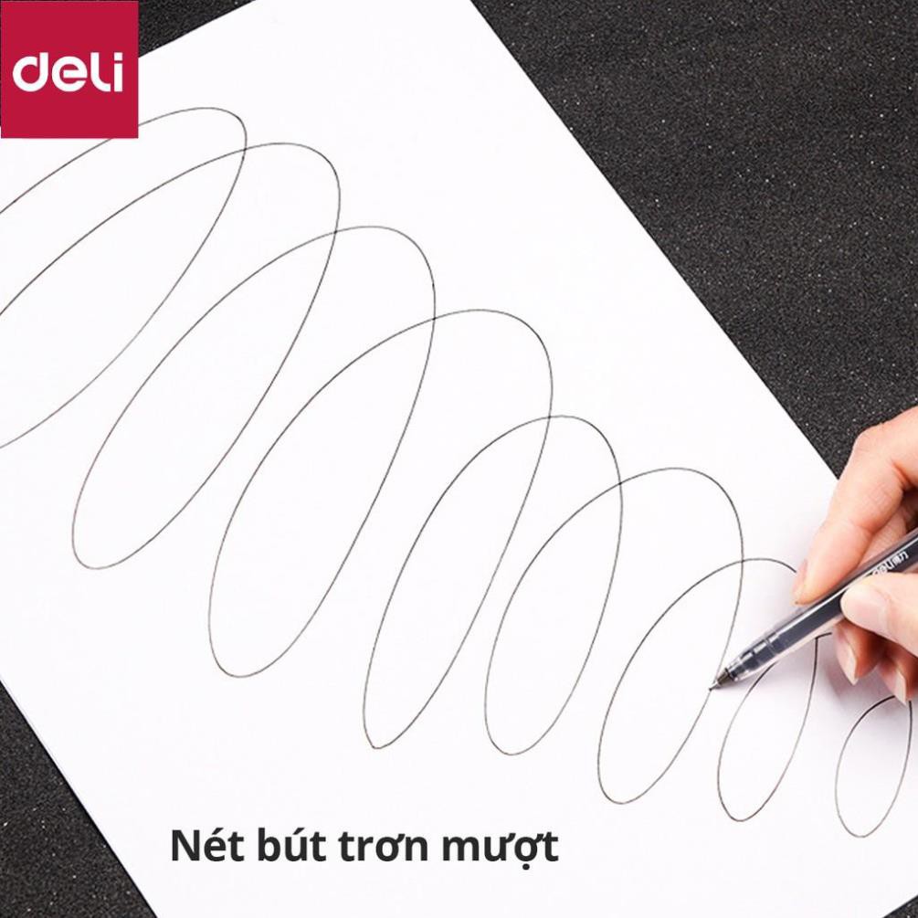 Bút gel nước 0.5mm Deli - viết được 800m - 1 chiếc - Màu đỏ / Xanh / Đen - A116 [Deli]