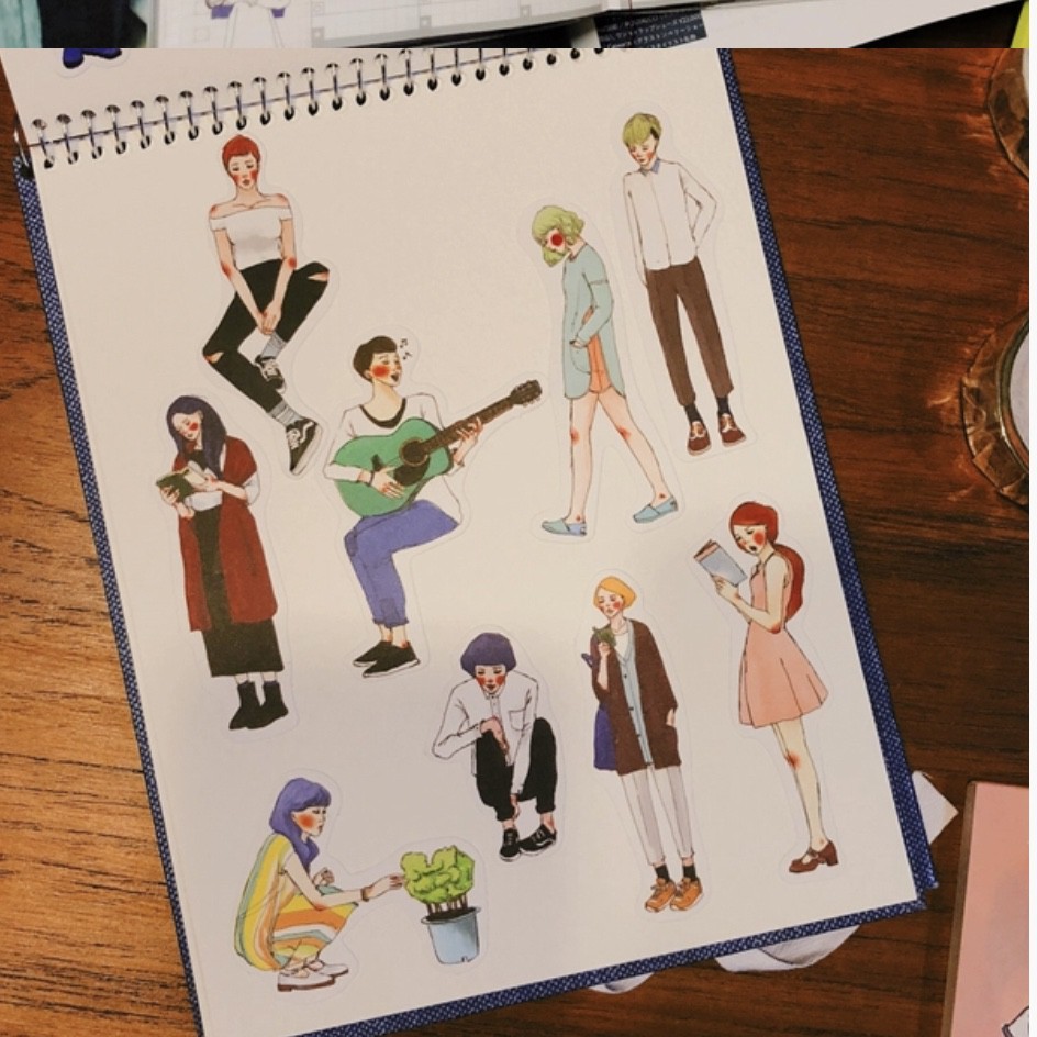 Sticker cô gái Vintage Style trang trí Bullet Journal S11 Taro Stationery