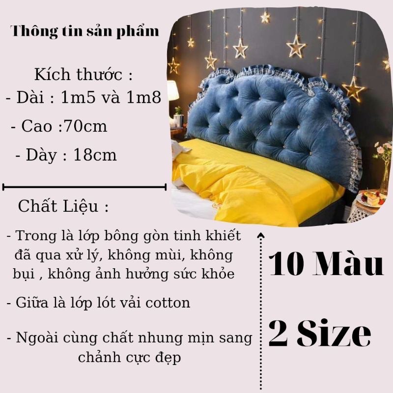 [ LIFEMC66A3 giảm 10% tối đa 60k cho đơn từ 250k ] Gối tựa đầu giường IGUN BEDDING đính khuy size 1m5-1m8 | BigBuy360 - bigbuy360.vn