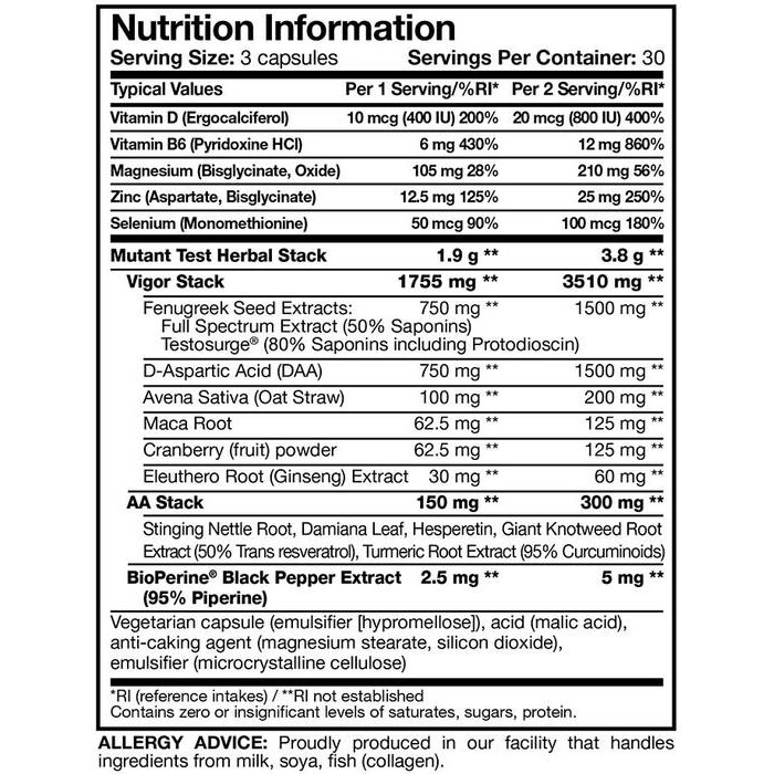 Viên uống Mutant Test (90 viên) nhập khẩu Canada - Gymstore tăng cường sức khỏe nam giới