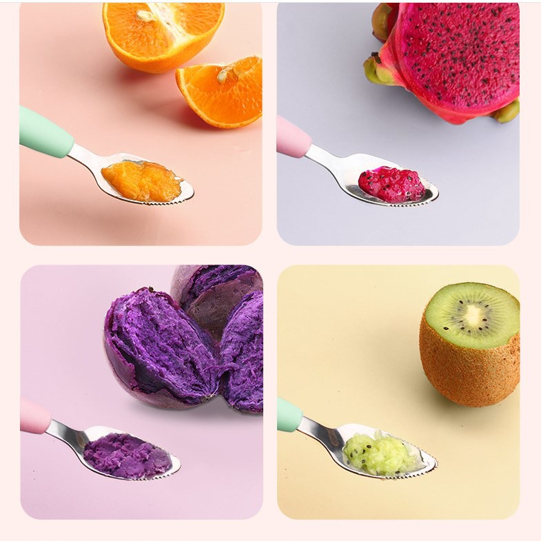 Thìa nạo hoa quả 2 đầu cho bé ăn dặm kichilachi