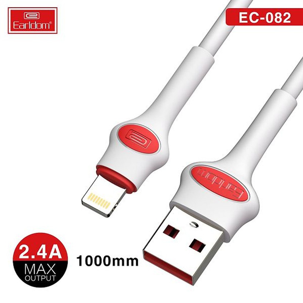 Dây cáp sạc Earldom  EC-082 dài 1m cho điện thoại, hỗ trợ các kiểu cổng sạc Type-C, Lightning, Micro - Hàng chính hãng