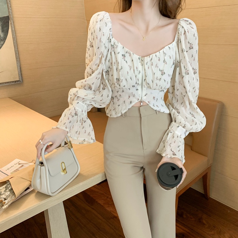 Áo NgắN Tay In Hoa ThờI Trang Cho Nữ