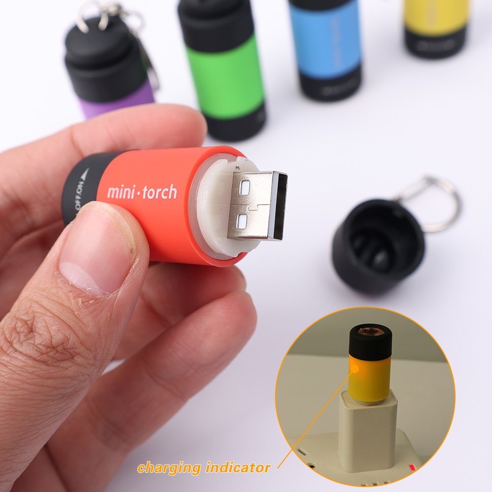 Móc Khóa Đèn LED Mini Chống Thấm Nước Có Thể Sạc Lại Bằng Cổng USB Tiện Dụng