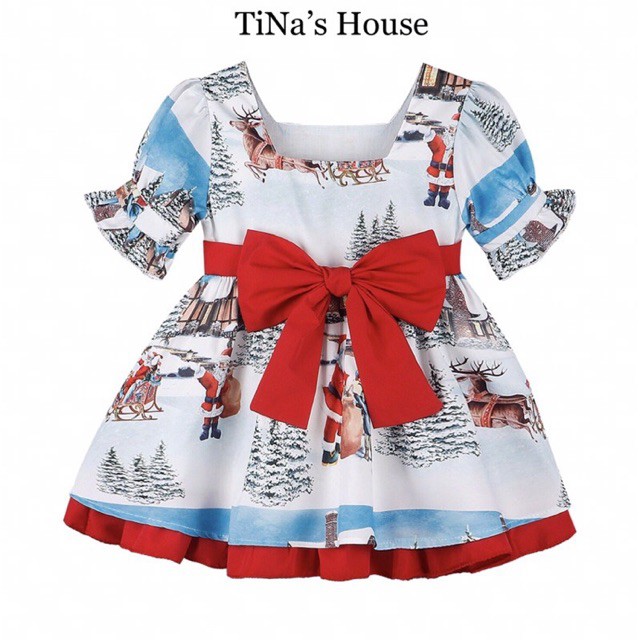 Đầm Công Chúa Tay Ngắn Phối Nơ To vs Hoạ Tiết Đáng Yêu... Cho Bé Từ 0-5 Tuổi.