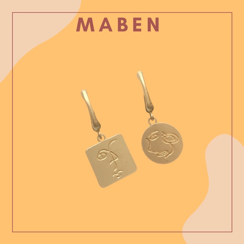 Hoa tai mặt cười vuông tròn - Maben