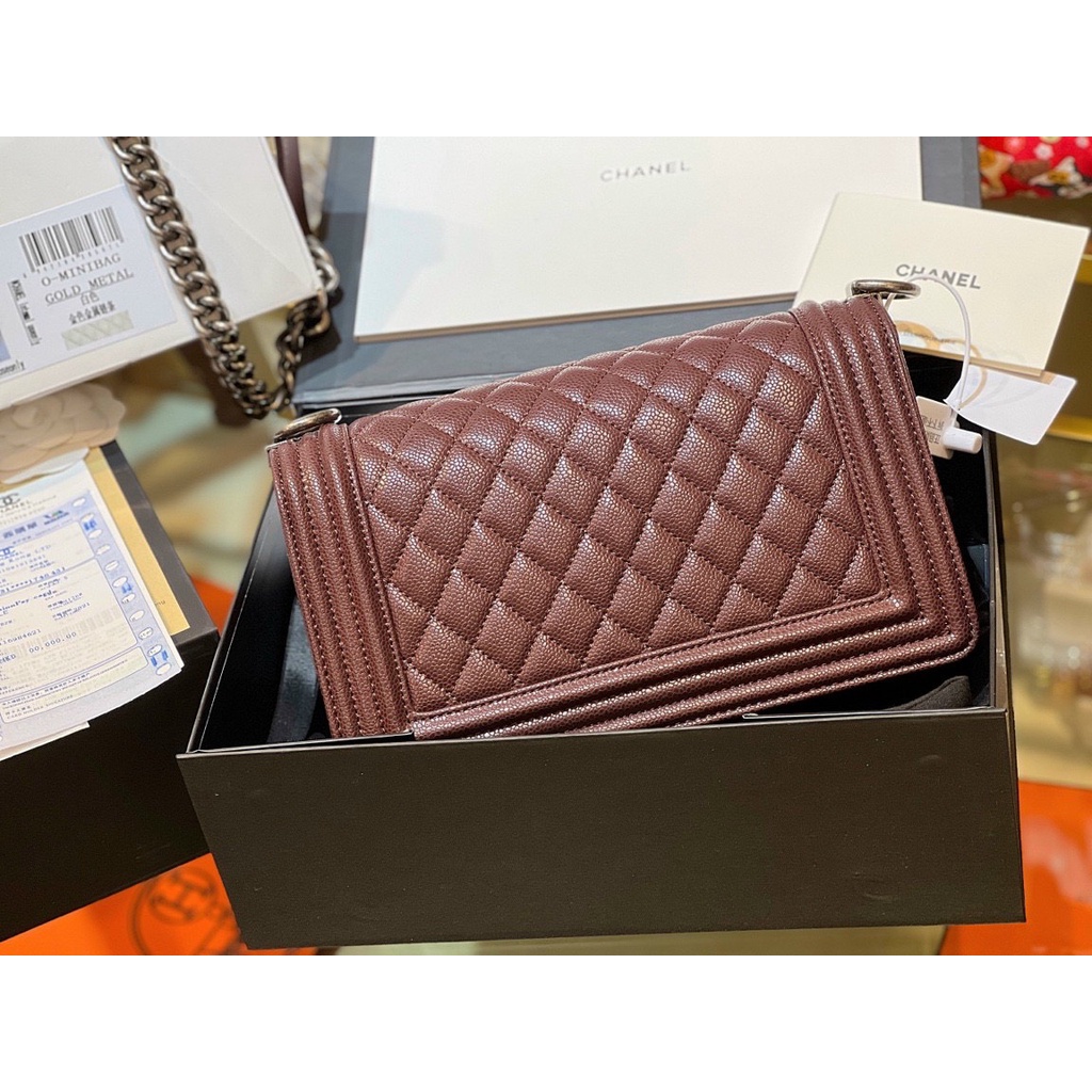 Túi Boy Caviar da thật size 25 full box  C0N