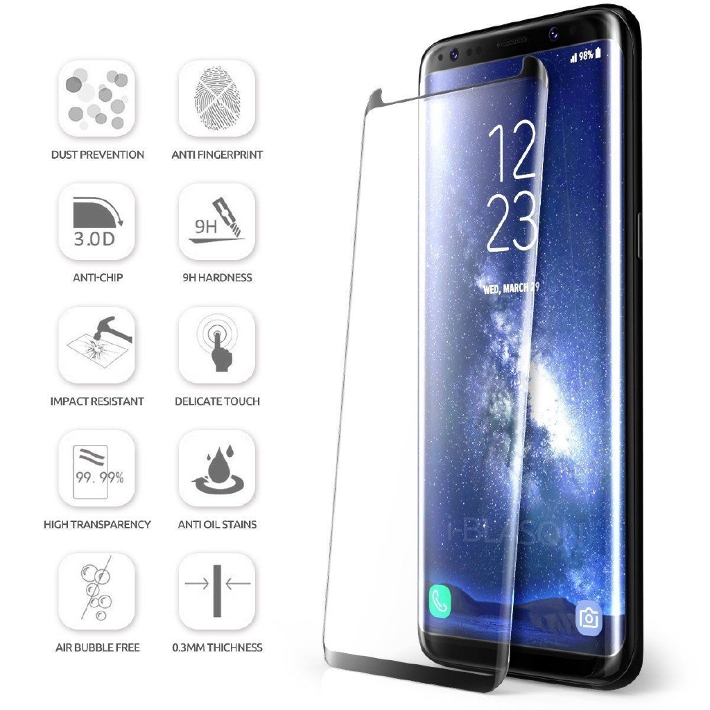 Kính cường lực bảo vệ toàn màn hình 3D chống bám vân tay cho Samsung Galaxy Note 8