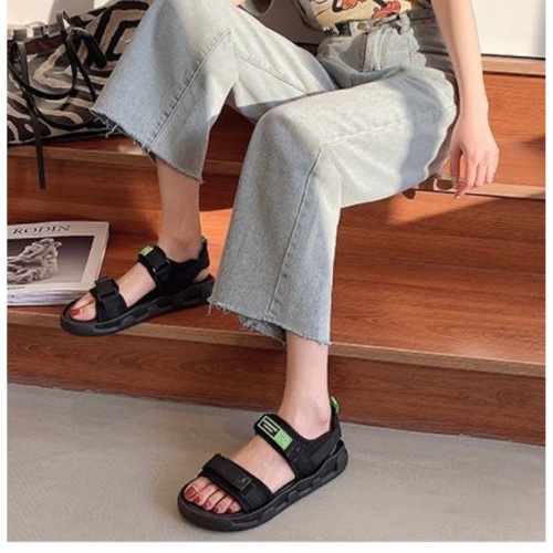 ( Freeship + Quà) Dép quai hậu sandal nữ quai ngang màu đen trắng xăng đan học sinh  kèm quà tặng chun buộc tóc 5k xinh