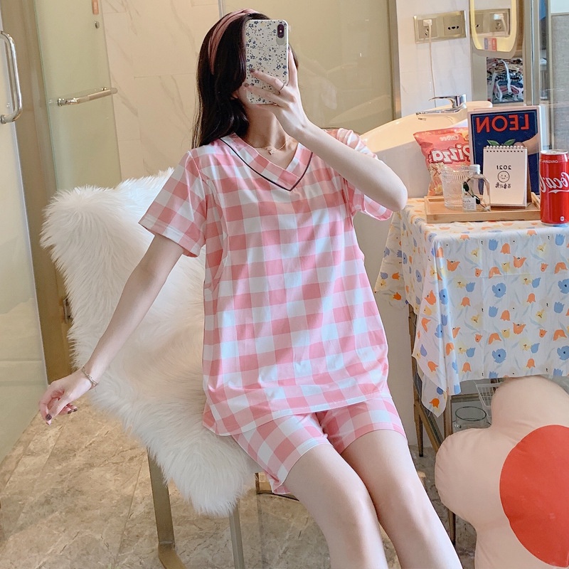 Quần áo bộ đồ bầu nữ mặc ở nhà vải giãn 4 chiều cho con bú ti ngủ sau sinh - ảnh sản phẩm 7