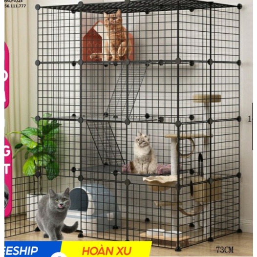 &lt;TẶNG CẦU THANG&gt; Combo Chuồng Mèo 4 tầng 1m4 {tấm lưới đa năng tự lắp ghép}