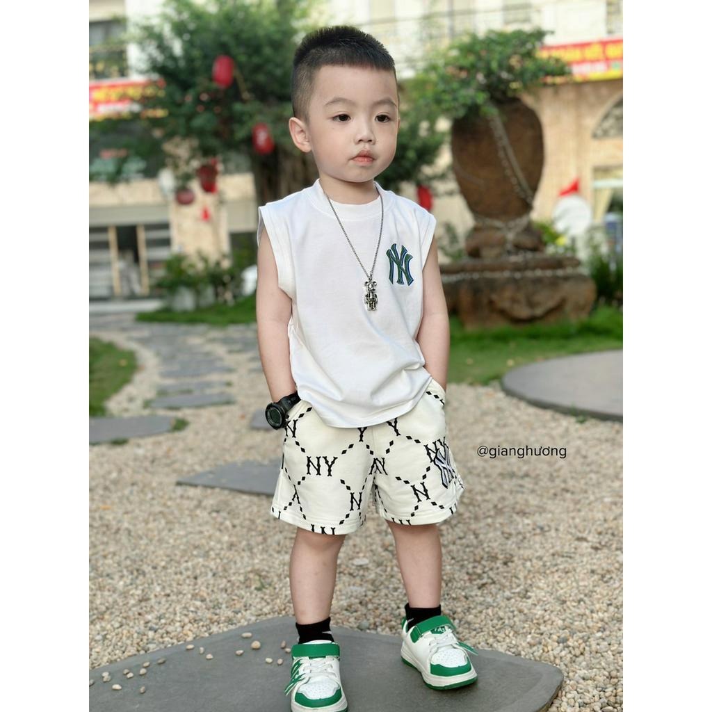 Set quần áo tank top MLB NY cho bé , bộ áo thun mùa hè cotton unisex Samy Kids