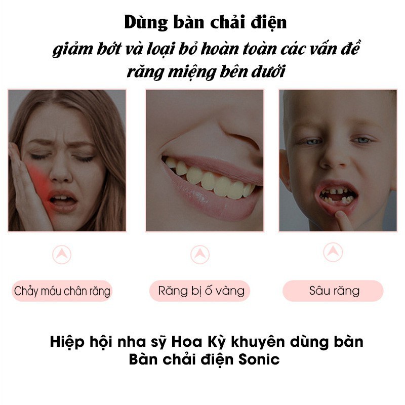 Bàn chải điện Sonic X7 pro, tặng 3 đầu bàn chải, 6 chế độ hoạt động, chống nước - Bảo hành 12 tháng