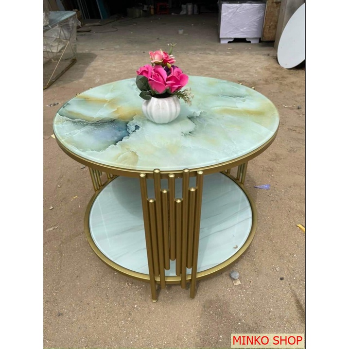 Bàn trà sofa Juno Sofa phi 60 cm họa tiết đá hoặc hoặc trắng