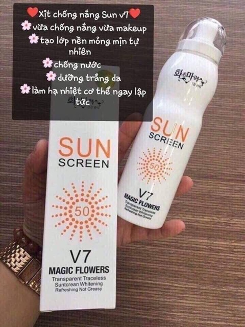 Xịt chống nắng SUN SCREEN V7 3in1 siêu tiện dụng