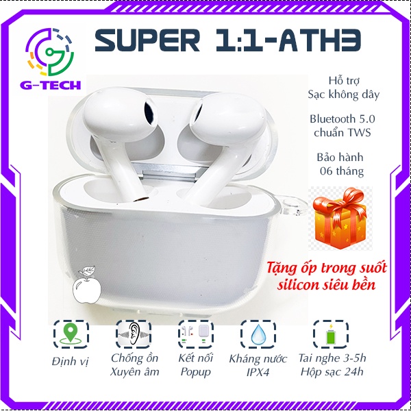 Tai nghe bluetooth nhét tai AP3 thế hệ 3 kết nối TWS 5.0 cảm ứng xuyên âm chống ồn hỗ trợ sạc không dây bh 6 tháng