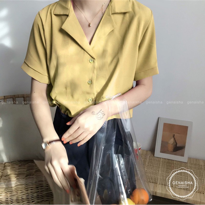 Áo sơ mi voan tay ngắn thời trang mùa hè cho nữ 200605 | BigBuy360 - bigbuy360.vn