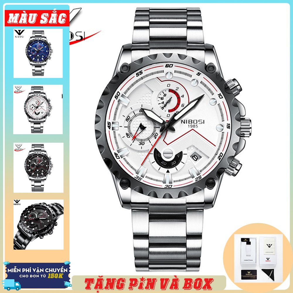 NIBOSI mẫu mới nhất thị trường Đồng hồ nam dây thép đặc không gỉ NIBOSI 2322 sang trọng (TẶNG BOX, PIN, VÀ VÒNG TAY TAY)