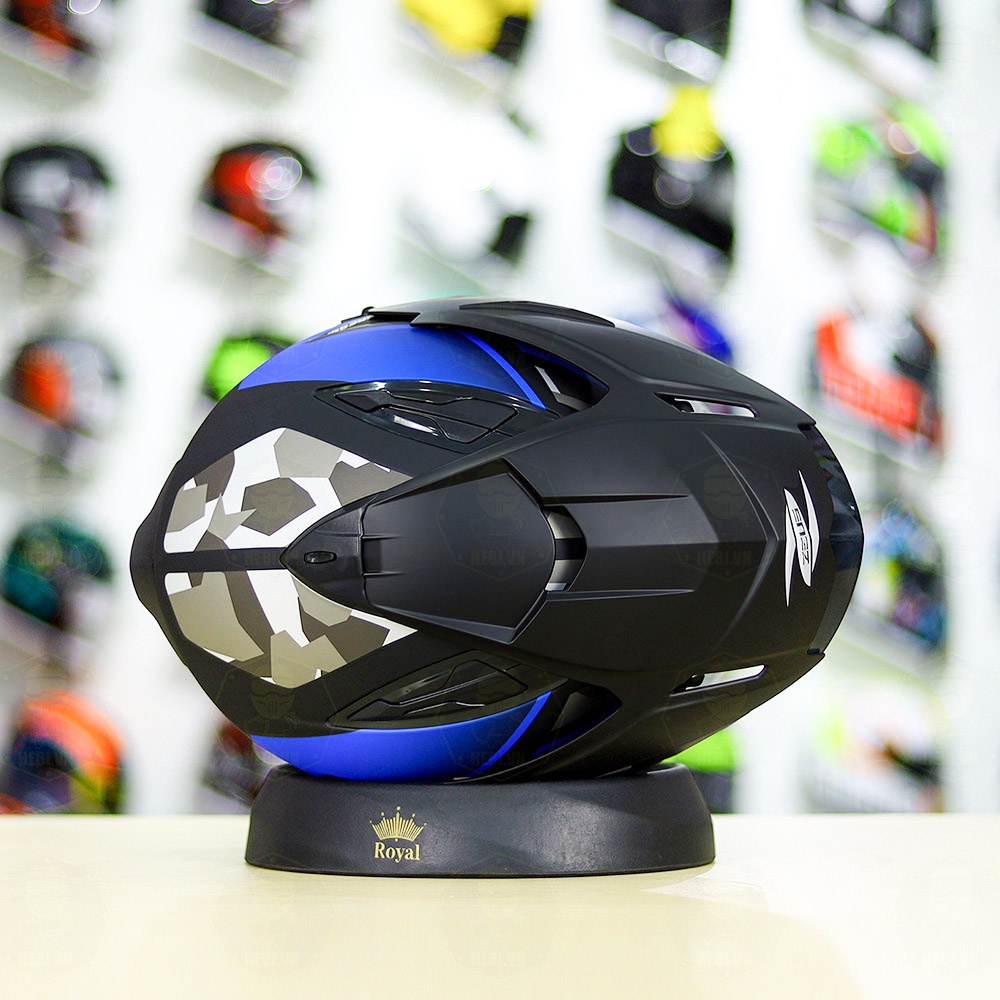 Mũ 3/4 2 Kính Zeus 613B Camo Xanh Nhám Tặng Kèm Mái Che Có Thể Tháo Rời