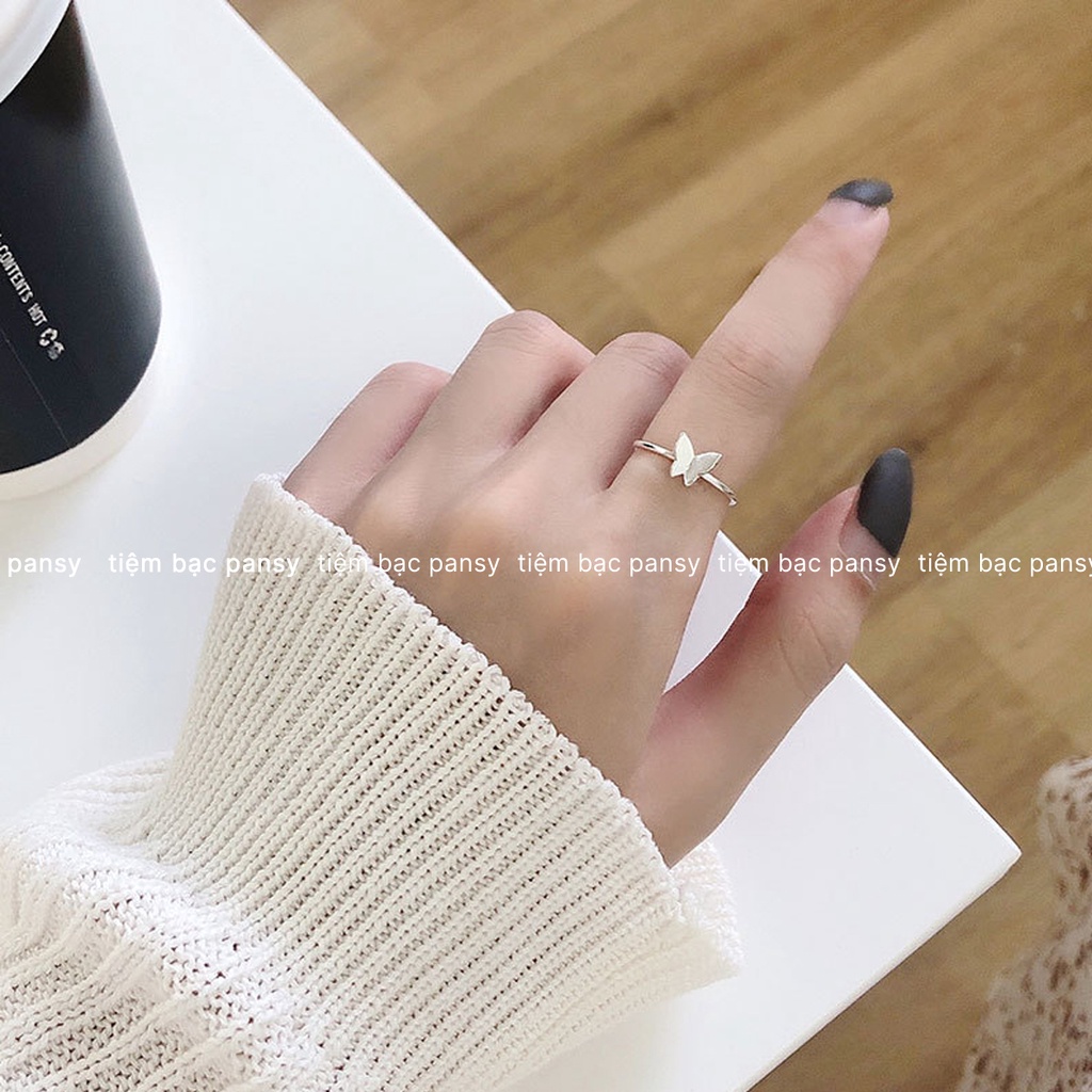 Nhẫn bạc nữ PANSY hình cánh bướm freesize - Nhẫn nữ bạc ta mặt hồ điệp dáng mở