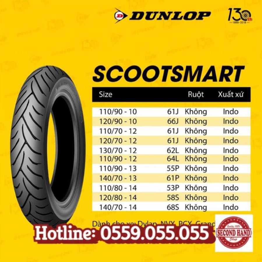 Thanh lý -Lốp xe MSX 125 Dunlop SCOOTSMART trước 120/70-12 TL hoặc sau 130/70-12 TL