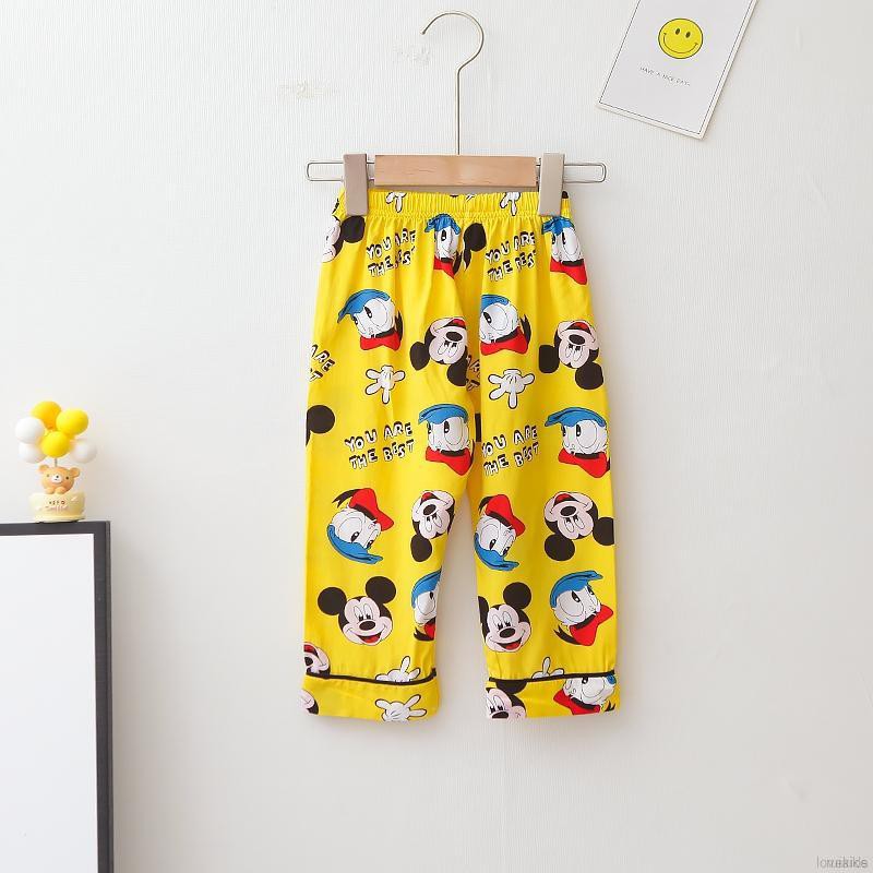 Bộ Pijama Dài Tay In Hình Chuột Mickey Dễ Thương Cho Bé Từ 0-6 Tuổi