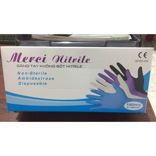 Găng tay Y tế Không Bột MERCI Nitrile 3.5gr