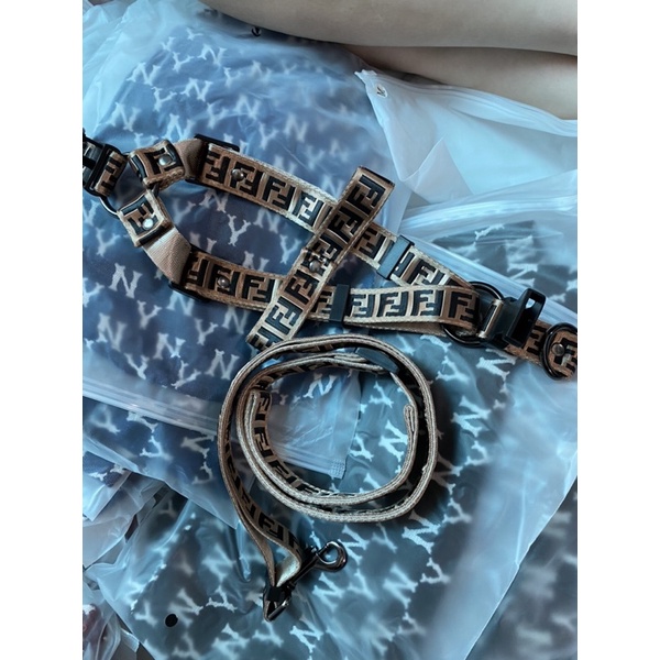 ĐAI NGỰC + DÂY DẮT FENDI dành cho chó mèo