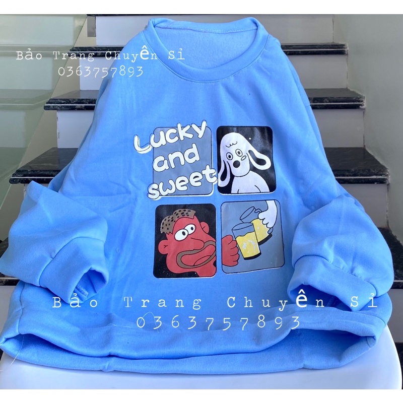 Áo Nỉ Sweater Nỉ Cổ Tròn Hình Cute Form Rộng Unisex Chất Nỉ Lót Bông Toàn bộ ảnh thật | BigBuy360 - bigbuy360.vn