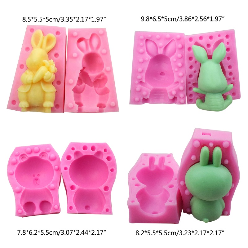 Khuôn cắt bánh quy tạo hình gấu/ thỏ hoạt hình 3d an toàn
