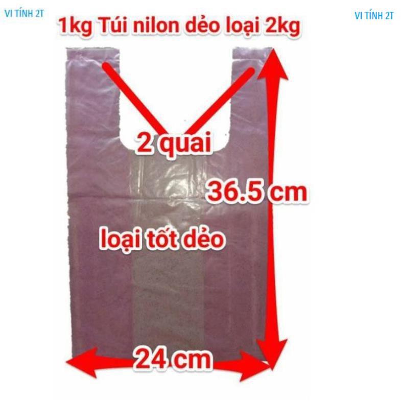 1 kg túi bịch nilon dẻo trong loại 2kg tầm 140 cái đến 145 cái, túi bịch nilon bịch nilong loại dẻo trong 2kg 2 quai