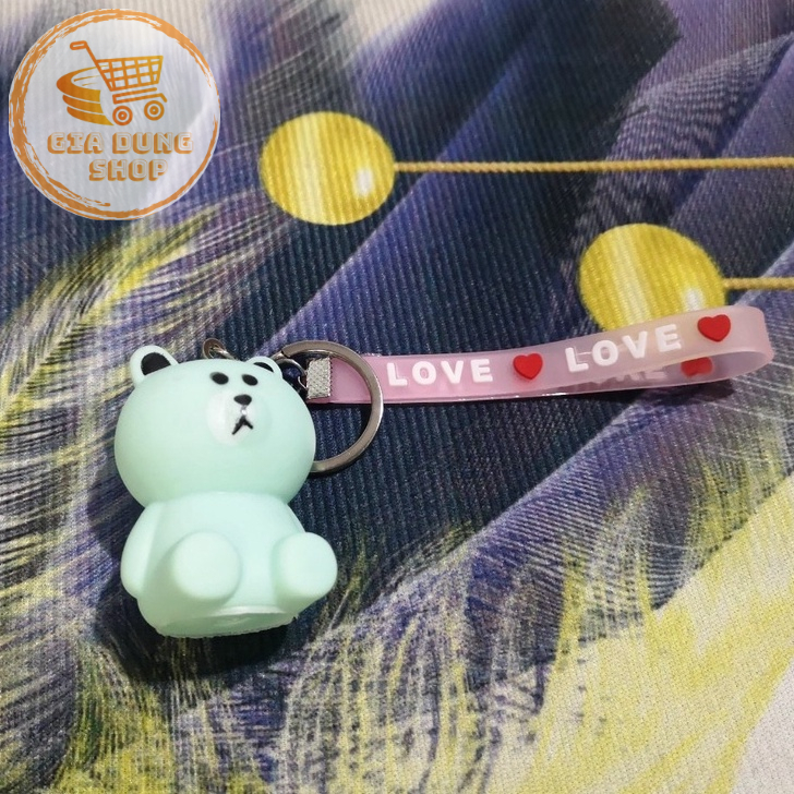 Móc khóa GẤU XANH gấu bóp kêu Cute