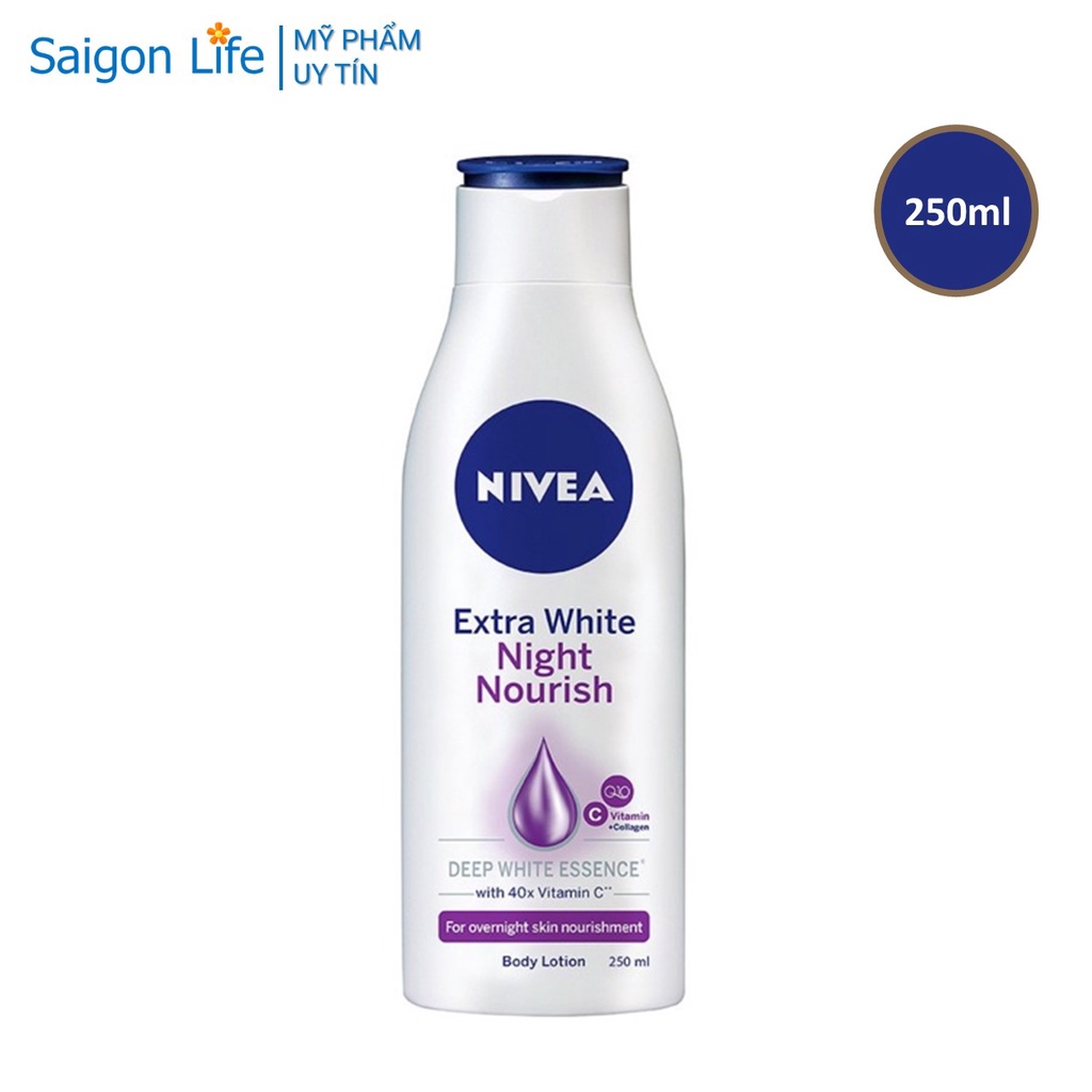 Sữa Dưỡng Thể Dưỡng Trắng Da Ban Đêm Nivea Extra White Night Nourish Body Lotion 250ml - Tím