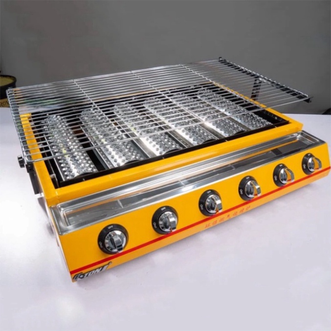 Bếp nướng hải sản bằng gas, nướng thịt bbq 6 đầu đốt loại lớn ETON ET-K333