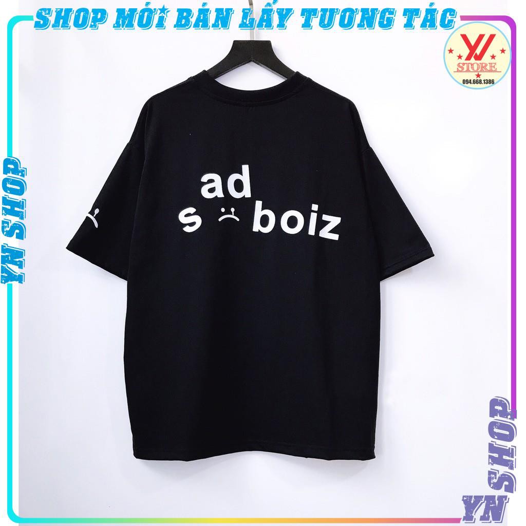 Áo thun nam nữ cổ tròn tay lỡ, Áo phông Form rộng Unisex, Áo thun sad boiz cá tính tay thêu mặt mếu | BigBuy360 - bigbuy360.vn