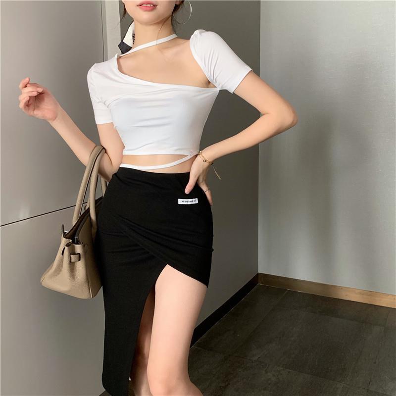 Áo croptop dây chéo body HAGA ngắn tay cotton mềm mịn charming girl ADEC39CT