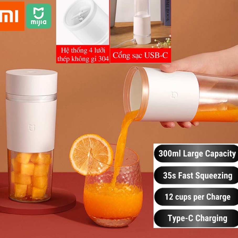 Máy xay cầm tay Xiaomi - máy xay sinh tố di động Xiaomi mijia MJZZB01PL, Pin 1300mAh