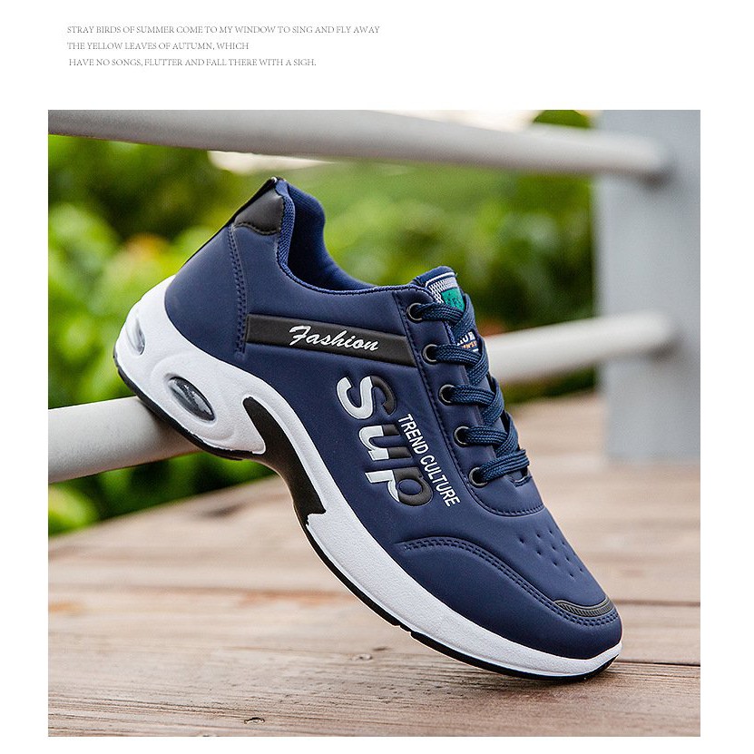 Giaỳ thể thao nam sneakers mầu xanh đế cao 4cm SUP,chất liệu da mềm hd29