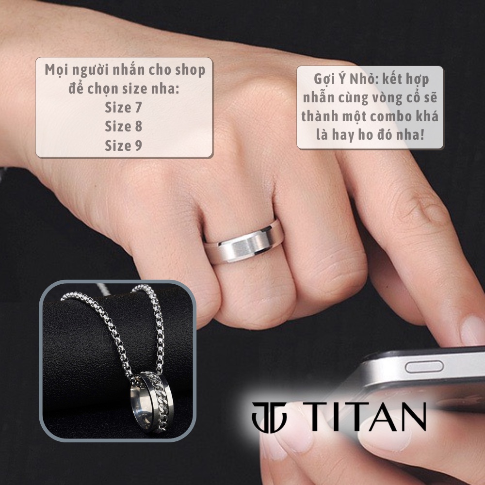 Nhẫn đôi nam nữ khắc tên theo yêu cầu, Titan nhẫn thời trang thanh lịch hiphop cá tính làm quà tặng màu bạc 925 không gỉ